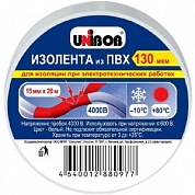 Изолента белая ПВХ (15ммх20м) Unibob