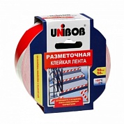 Лента клейкая разметочная красно-белая (50ммх50м) Unibob